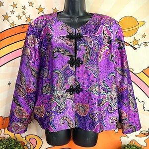 Vintage Purple Paisley Asian Oriental Kimono Blazer Jacket – Bohemian Elegance
